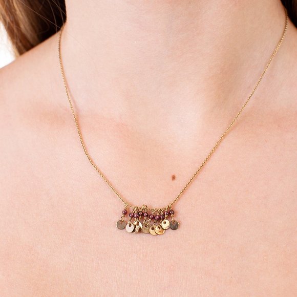 5 OCTOBRE GOLD & VIOLET EVENING NECKLACE | WOMENS - Picture 2 of 5